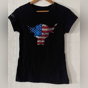 WWE | The Rock Brahma American Flag T-Shirt |  Black | Large